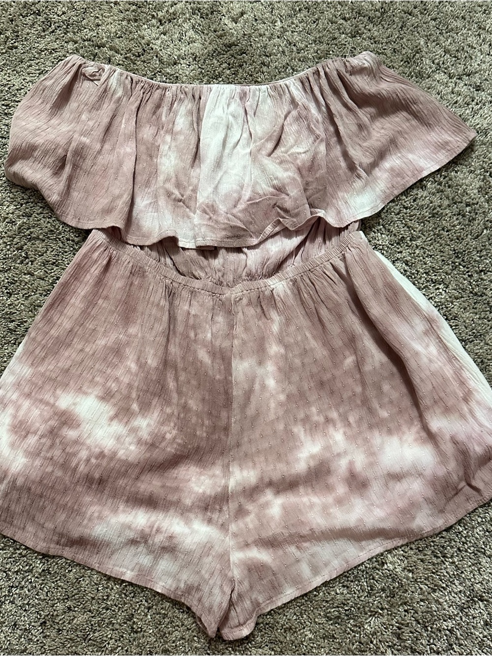 #208 Le Lis Pink Tie-Dye Off-Shoulder Crop Top